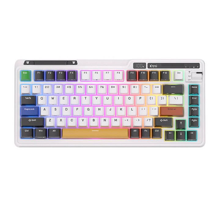 Royal Kludge KZZI K75 pro RGB kabellose mechanische Tastatur, Eternity Switch (schwarz und weiß) (QWERTY)