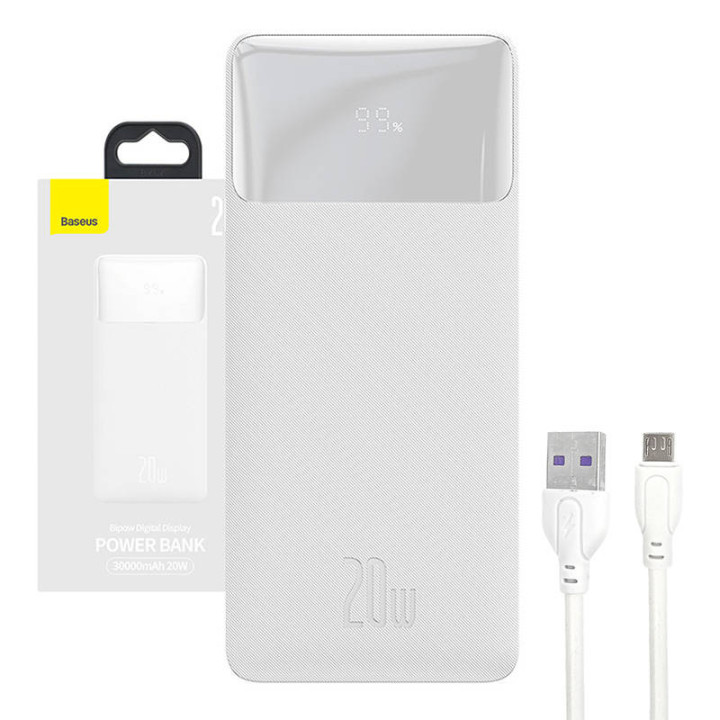 Batería externa Baseus Bipow 30000mAh, 20W (blanco)