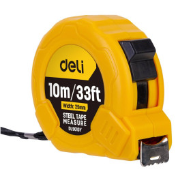 Рулетка измерительная стальная 10м/25мм Deli Tools EDL9010Y (желтая)