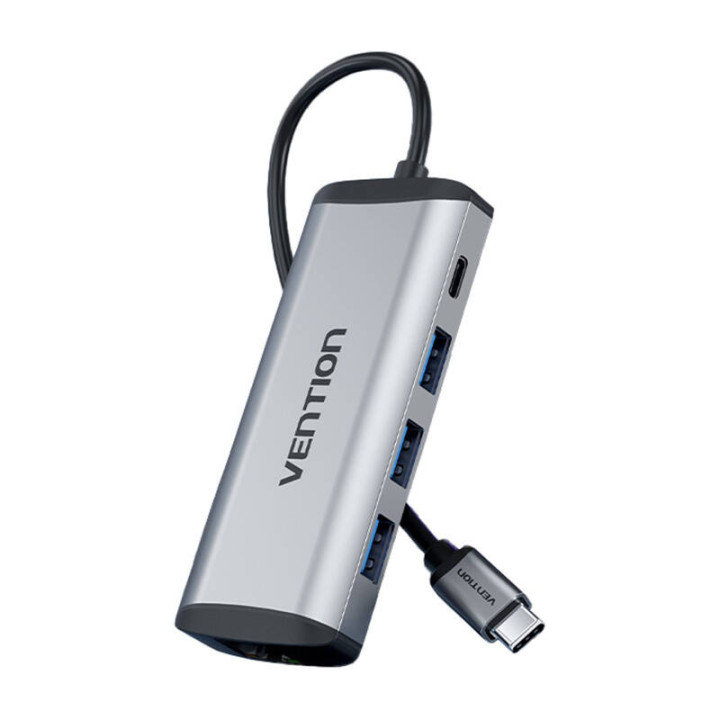 Estación de acoplamiento USB-C a USB-C, 3x USB3.0, PD 0,15 m Vention THAHB, gris