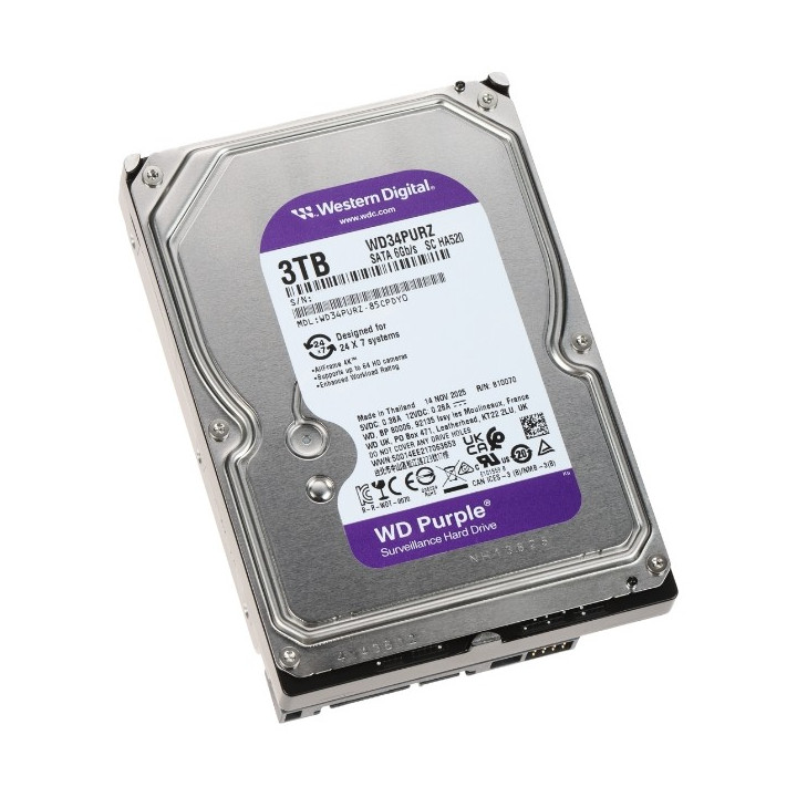 HDD FOR DVR HDD-WD34PURZ 3TB 24/7 WESTERN DIGITAL