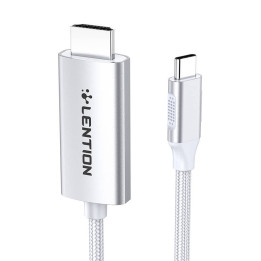 Lention CU707 Кабель USB-C — HDMI 2.0, 4K60 Гц, 1 Гбит/с, 3 м (серебристый)