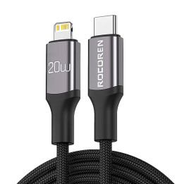 Cable de carga rápida Rocoren USB-C a Lightning Retro Series 2m (gris)