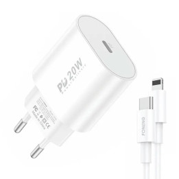 Cargador Rápido Foneng 1x USB PD 3.0 EU39 20W + USB C a Lightning