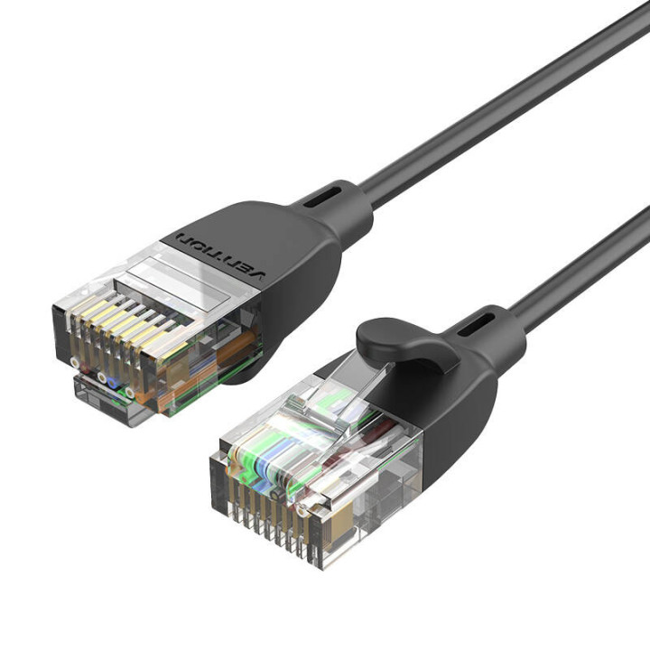 Сетевой кабель UTP CAT6A Vention IBIBH RJ45 Ethernet 10 Гбит/с, 2 м, черный, тонкий тип