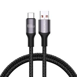 Cable de carga rápida Rocoren USB-A a USB-C Retro Series 2m 100W (gris)