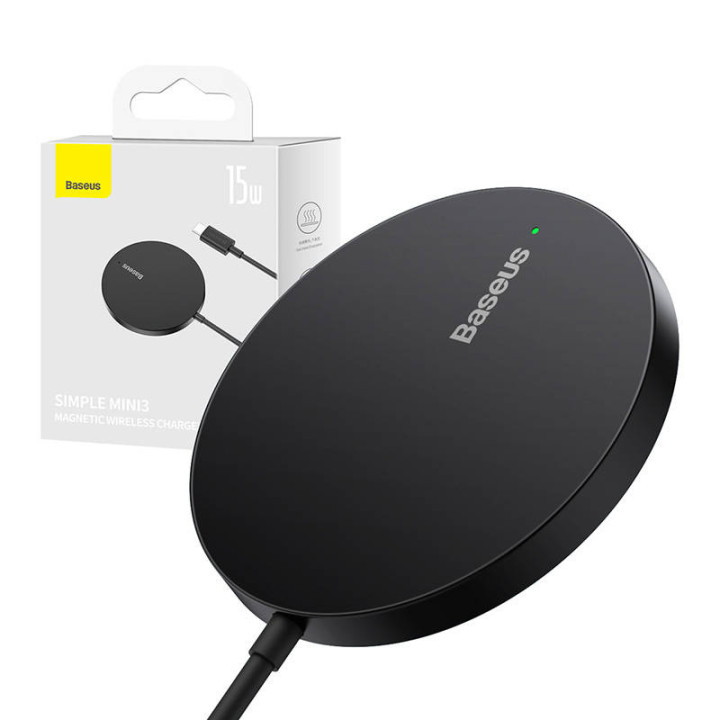 Cargador Inalámbrico Magnético Baseus Simple Mini3 15W (Negro)