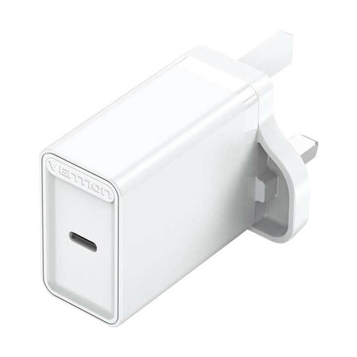 Cargador de Pared USB-C Vention FADW0-UK 20W UK Blanco