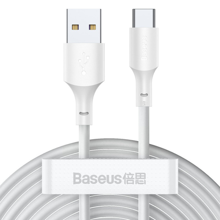 Kit de cable de datos Baseus Simple Wisdom USB a tipo C 5A (2 piezas/juego) 1,5 m blanco