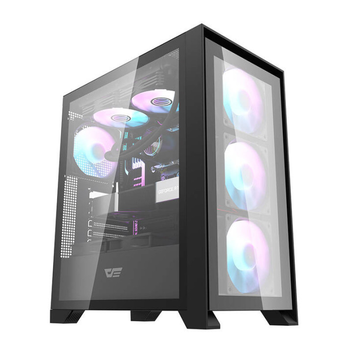 Компьютерный корпус Darkflash DRX70 GLASS (черный) + 4 вентилятора RGB