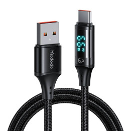 Cable USB a USB-C Mcdodo CA-1080 con pantalla, 66W, 6A, 1,2m (negro)