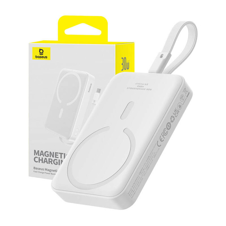 Powerbank Baseus Magnetic Mini 10000mAh, USB-C 30W MagSafe (blanco)