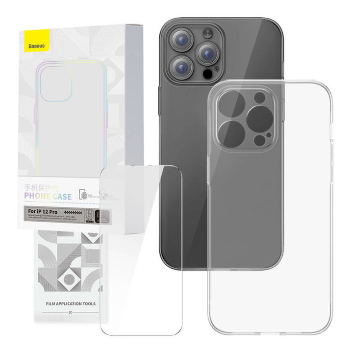 Set de Funda Transparente y Vidrio Templado Baseus Corning para iPhone 12 Pro