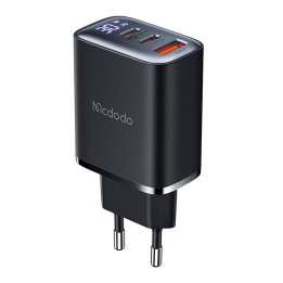 Mcdodo CH-2180 2xUSB-C + USB-A, cargador de red de 30W con pantalla (negro)