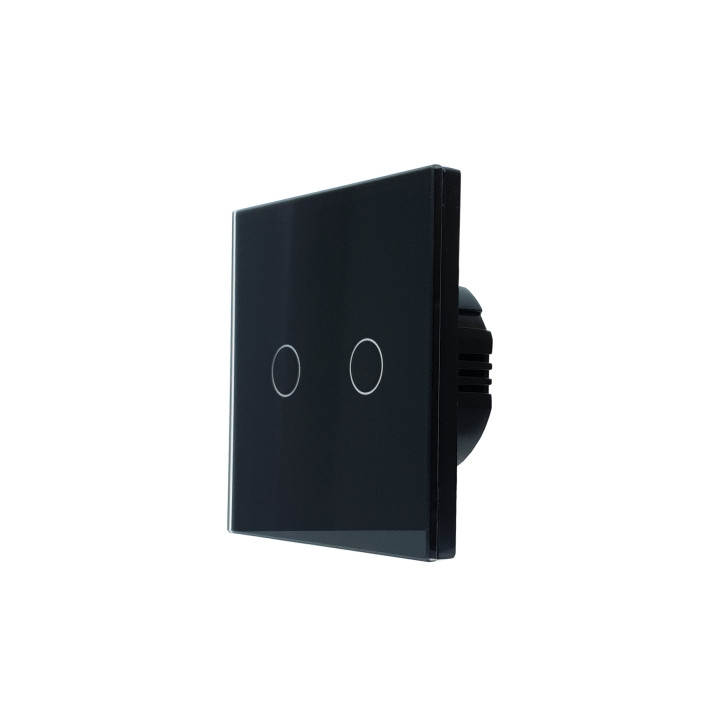 SmartWise T62 UNI Zigbee 3.0 + RF, 2-клавишный интеллектуальный настенный выключатель, универсальная проводка, черная сенсорная 