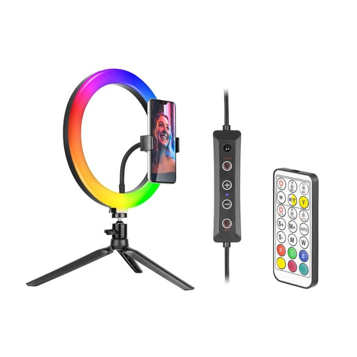 Tracer RGB ring lamp 26cm with a tripod