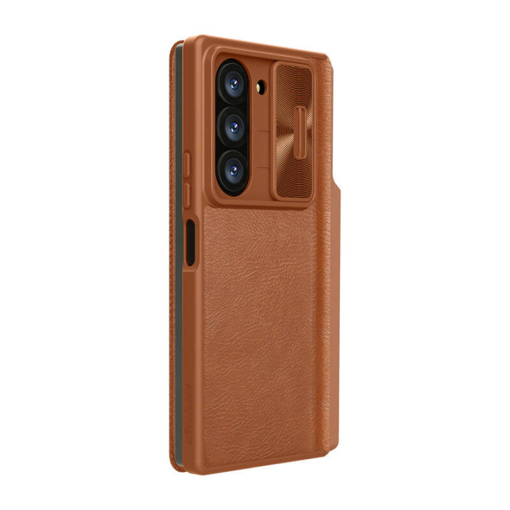 Кожаный чехол Nillkin Qin Pro для Samsung Galaxy Z Fold 6 5G (коричневый)