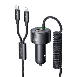 Cargador de coche Mcdodo CC-0370, USB-C, Lightning, 120W, cables retráctiles