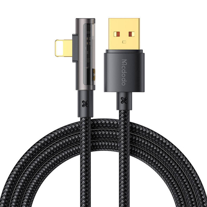 Cable USB a prisma relámpago de 90 grados Mcdodo CA-3510, 1,2 m (negro)