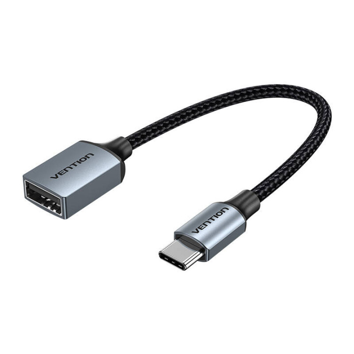 Кабель OTG USB-C 2.0 «папа-гнездо» Vention CCWHB 0,15 м, 2 А, серый