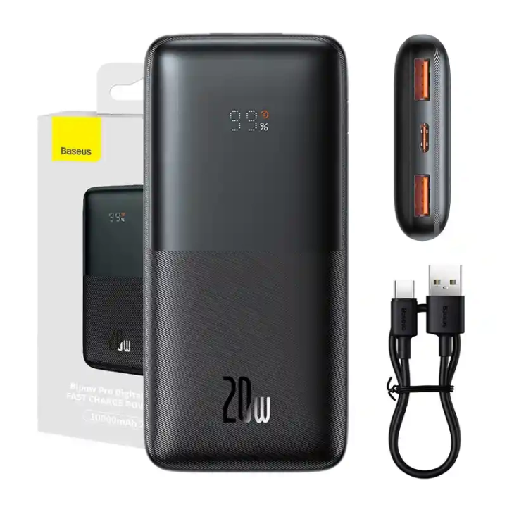Powerbank Baseus Bipow Pro 10000мАч, 2xUSB, USB-C, 20Вт (черный)