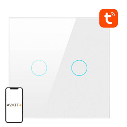 Intelligenter Lichtschalter ZigBee Avatto LZTS02-EU-W2 2-Wege ohne Neutralleiter TUYA (weiß)