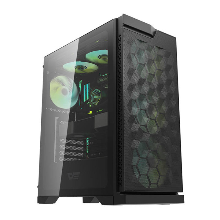 Caja de computadora Darkflash DK361 (negra) + 4 ventiladores RGB