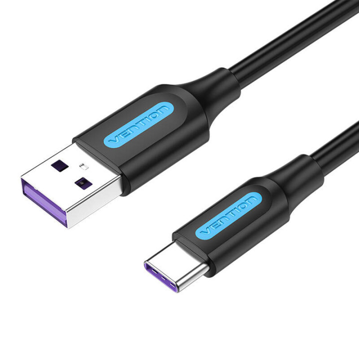 Cable USB 2.0 A a USB-C Vention CORBF 5A 1m PVC Negro
