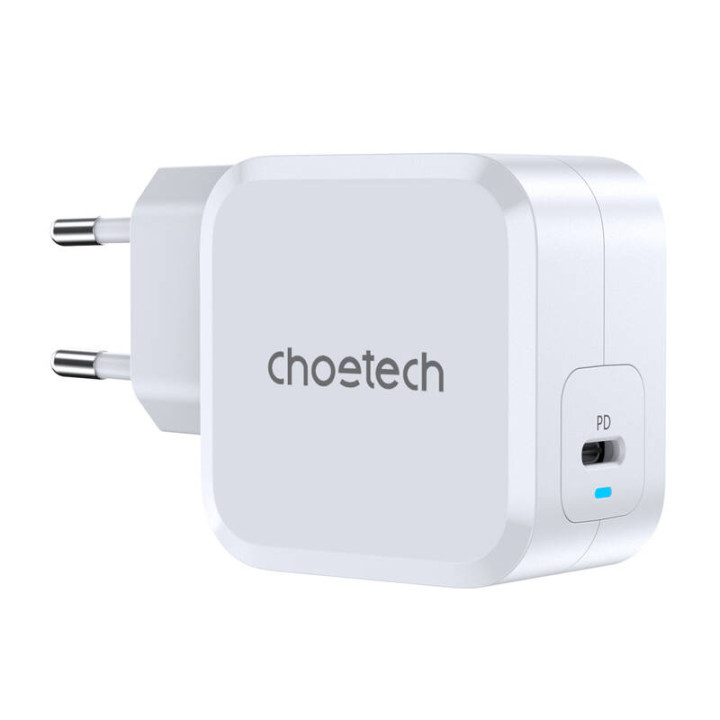 PD8007 USB-C PD45W зарядное устройство Choetech EU (белое)