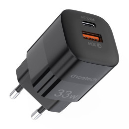 Cargador de pared Choetech PD5006 30W, doble puerto A+C (negro)