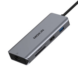 Док-станция для ноутбука MOKiN 9 в 1 USB C — 2 порта USB 3.0 + USB 2.0 + 2 порта HDMI + SD/TF + RJ45 + PD (серебристый)