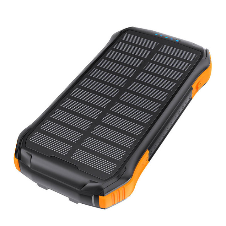 Choetech B659 Banco de energía solar con carga inductiva 2x USB 10000mAh Qi 5W (negro-naranja)