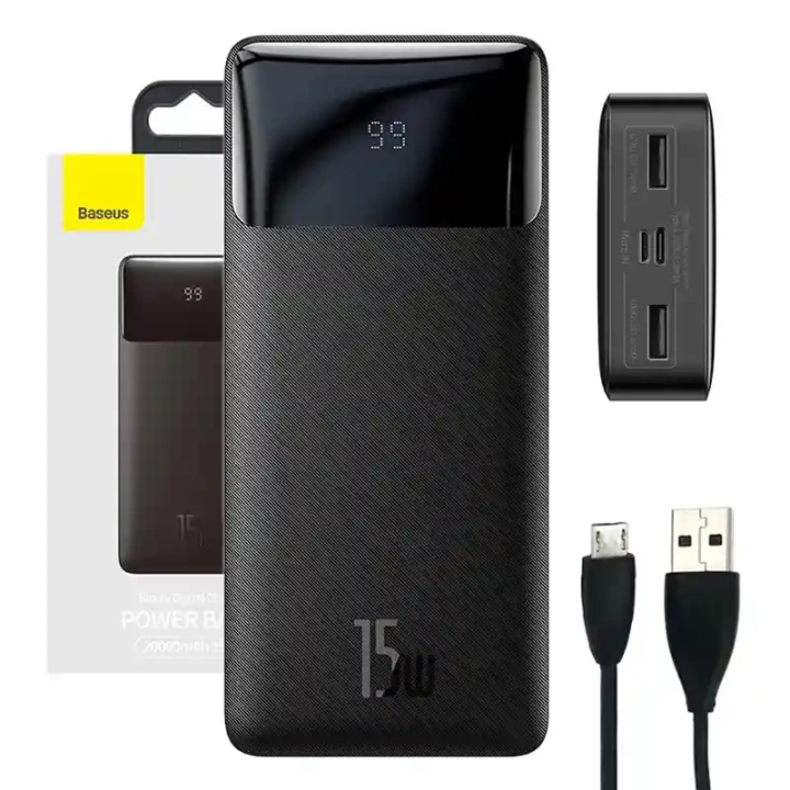 Powerbank Baseus Bipow 20000mAh, 2xUSB, USB-C, 15W (negro)