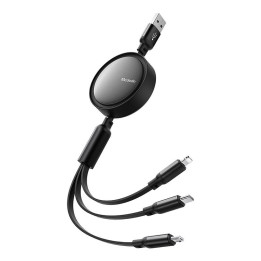 Cable USB 3 en 1 a USB-C / Lightning / Micro USB, Mcdodo CA-7256, 3,5 A, 1,2 m (negro)