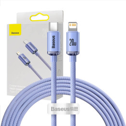 Cable Baseus Crystal USB-C a Lightning, 20W, PD, 2m (violeta)