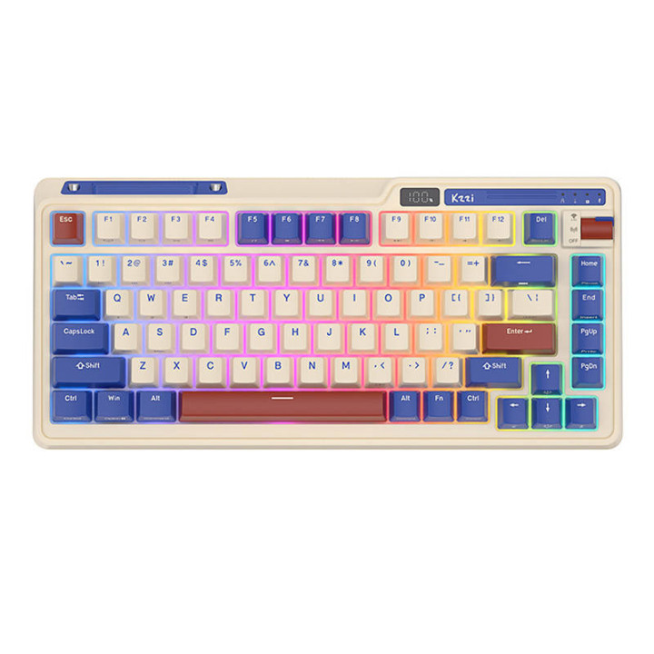 Royal Kludge KZZI K75 pro RGB kabellose mechanische Tastatur, Moment Switch (Retroblau) (QWERTY)
