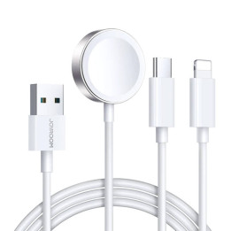 Cargador Magnético Apple Watch Joyroom S-IW008 Lightning + USB-C 5V 1,2m (Blanco)