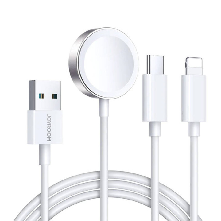 Cargador Magnético Apple Watch Joyroom S-IW008 Lightning + USB-C 5V 1,2m (Blanco)