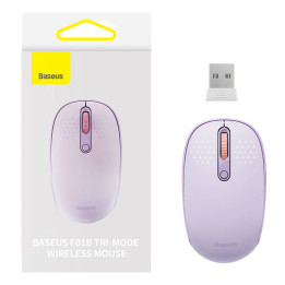 Ratón inalámbrico Baseus F01B Tri-modo 2,4G BT 5,0 1600 DPI (púrpura)