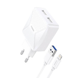 Cargador Foneng EU35 12W 2x USB-A con cable Lightning 2.4A