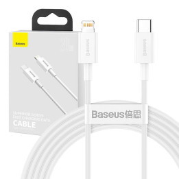 Cable Baseus Serie Superior USB-C a Lightning, 20W, PD, 2m (blanco)