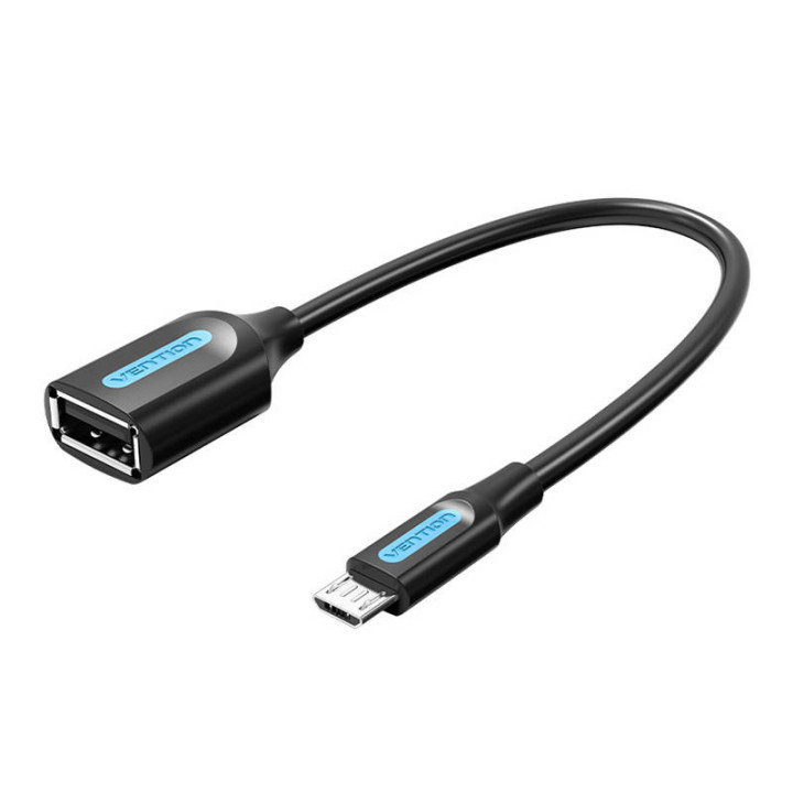 Кабель-переходник OTG micro USB «папа» на USB-A «мама» Vention CCUBB 2A 0,15 м (черный)