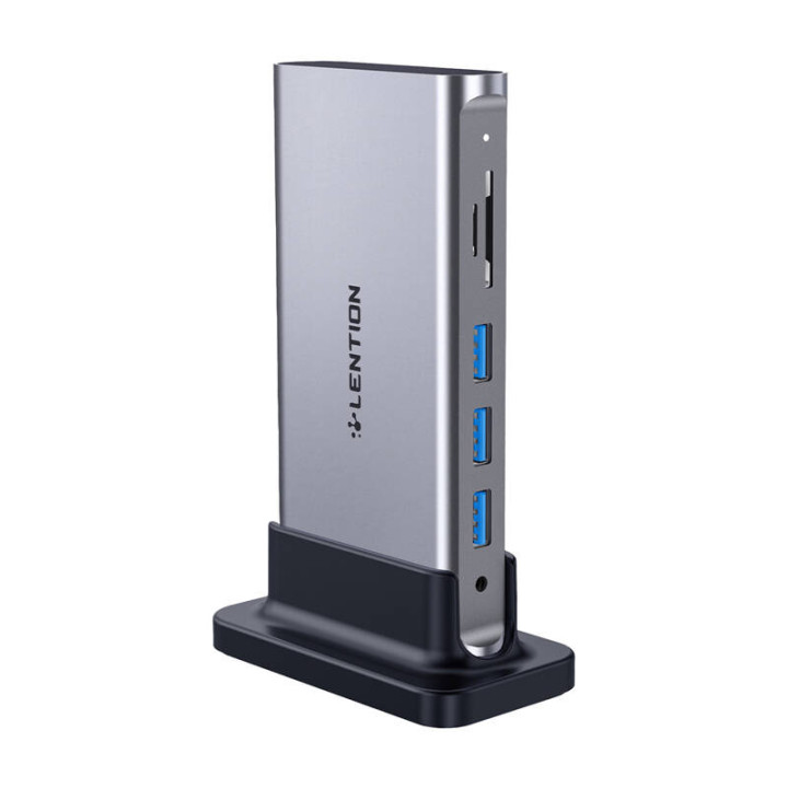 Estación de acoplamiento Lention AV USB-C gris