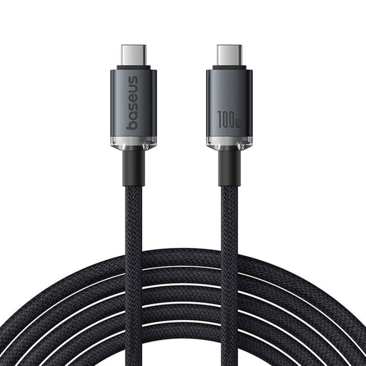Cable de carga rápida Baseus Crystal Shine USB-C a USB-C 100W, 1,5m, 20Gb (negro)