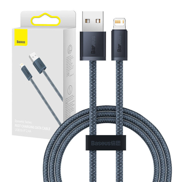 Cable Baseus Dynamic Series USB a Lightning, 2,4 A, 1 m (gris)