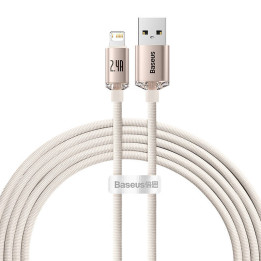 USB-кабель Baseus Crystal Shine для iP, 2,4 А, 2 м (розовый)