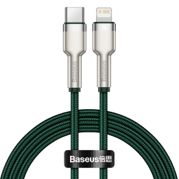 Cable USB-C para Lightning Baseus Cafule, PD, 20W, 1m (verde)