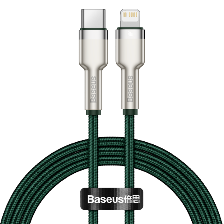 Cable USB-C para Lightning Baseus Cafule, PD, 20W, 1m (verde)