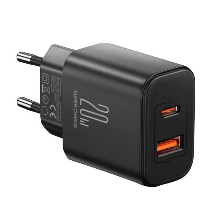 Зарядное устройство для вспышки Joyroom JR-TCF05, (ЕС) 20 Вт A+C (черное)