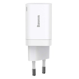Baseus Super Si Pro Cargador Rápido USB + USB-C 30W (blanco)